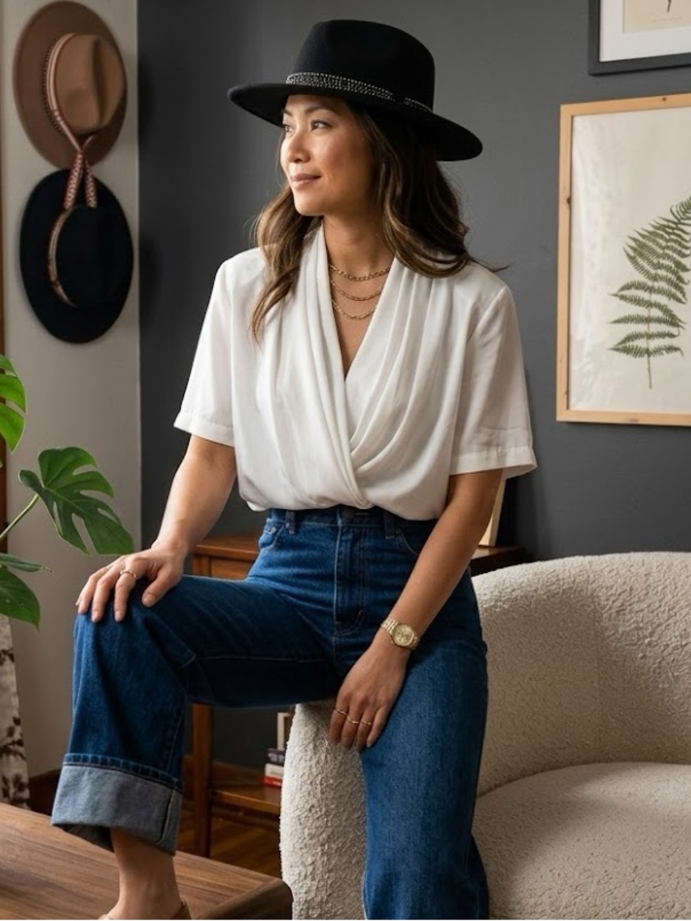 Vintage Harnold White Blouse With Shoulder Pads